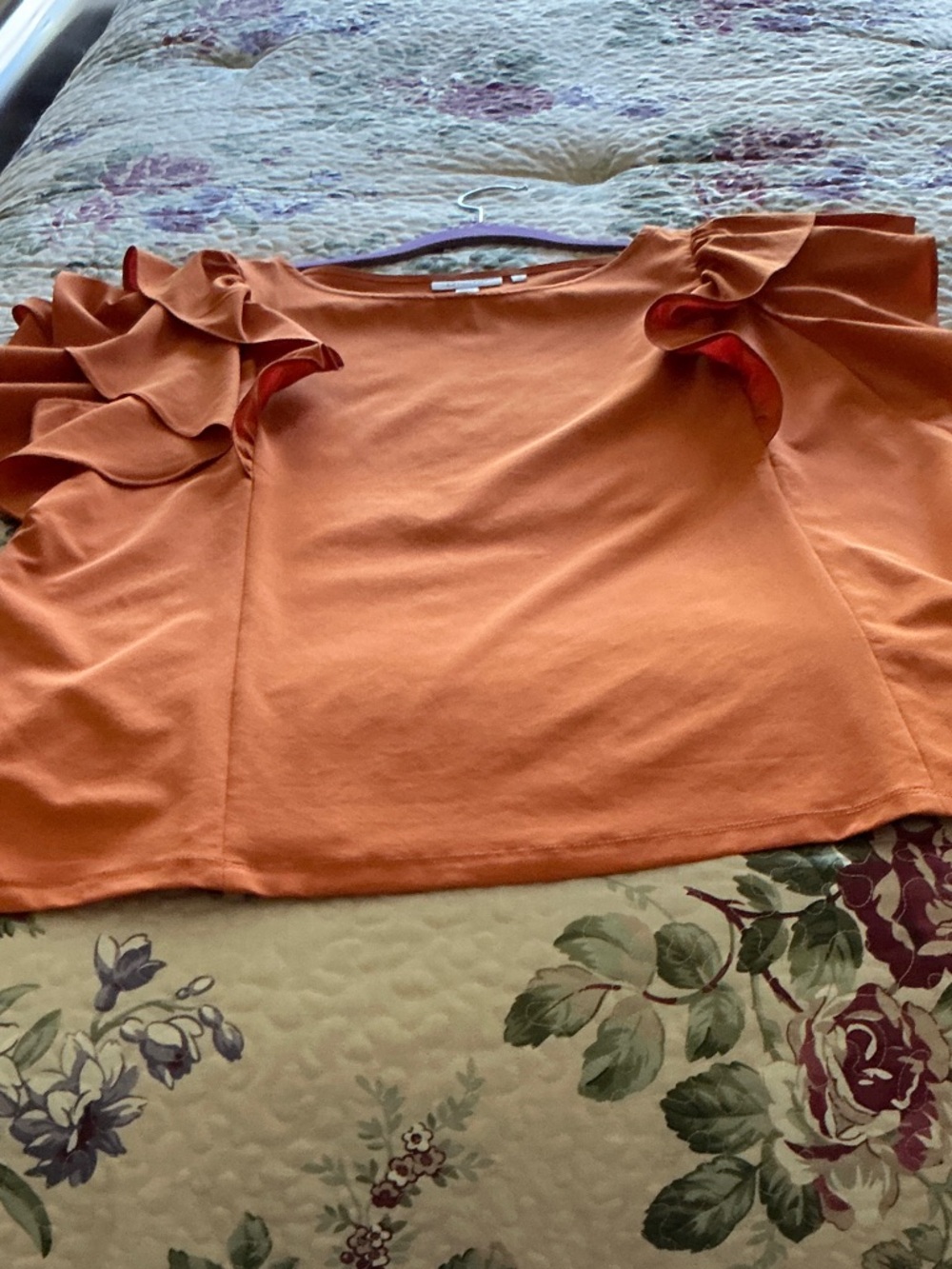 Chico's Ruffle Sleeve Top - Burnt Orange